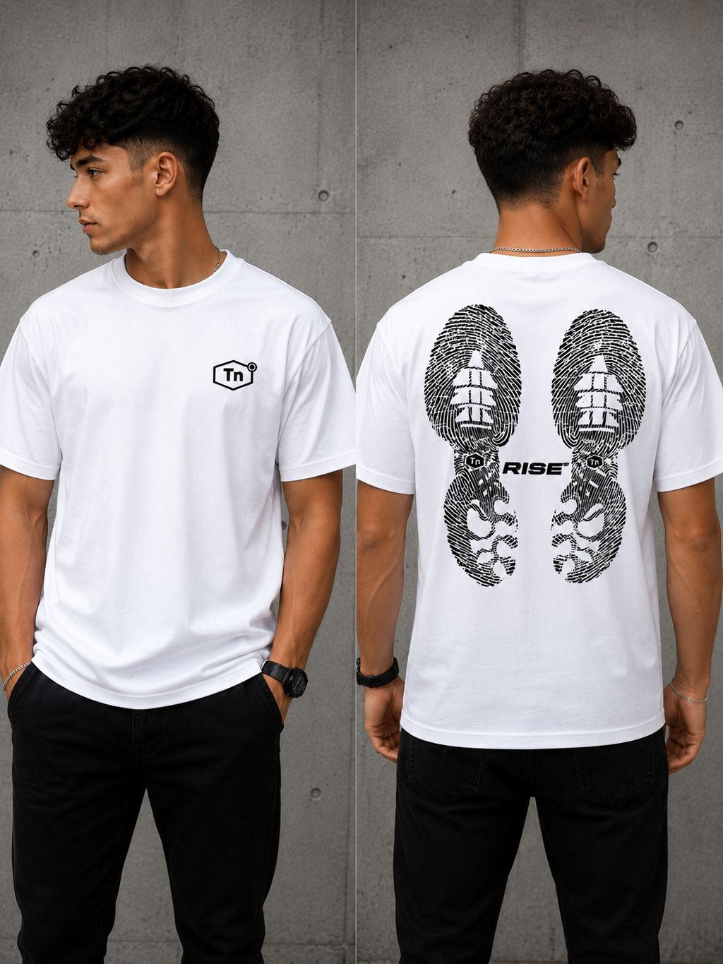T-shirt Noir RISE – Logo TN Blanc | Style Streetwear Premium