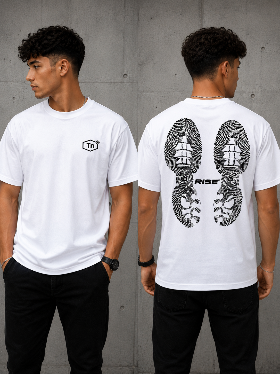 T-shirt Noir RISE – Logo TN Blanc | Style Streetwear Premium