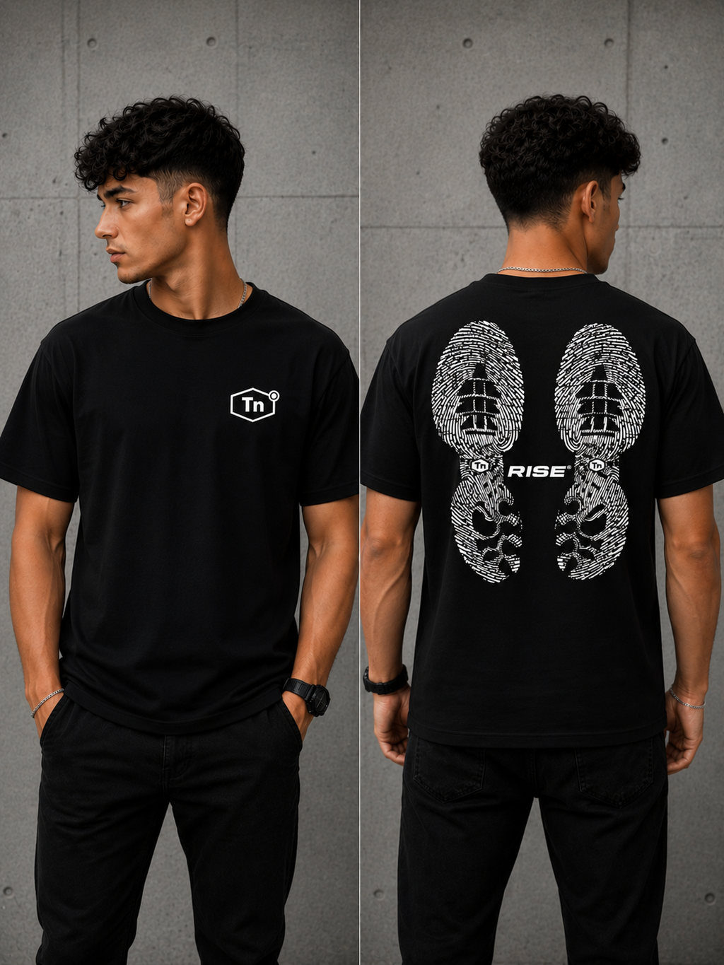 T-shirt Noir RISE – Logo TN Blanc | Style Streetwear Premium